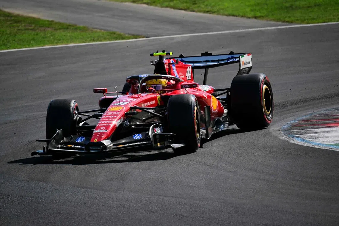 Ferrari’s Lewis Hamilton drives during the qualifying session of the Italian Grand Prix in Monza on Sept 5.