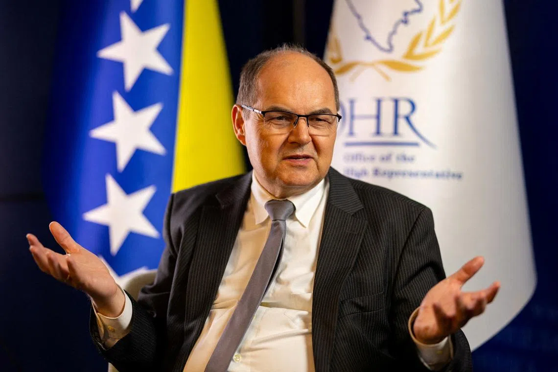 FILE PHOTO: Bosnia's international High Representative Christian Schmidt during the interview for Reuters in Sarajevo, Bosnia and Herzegovina, October 10, 2023. REUTERS/Antonio Bronic/File Photo