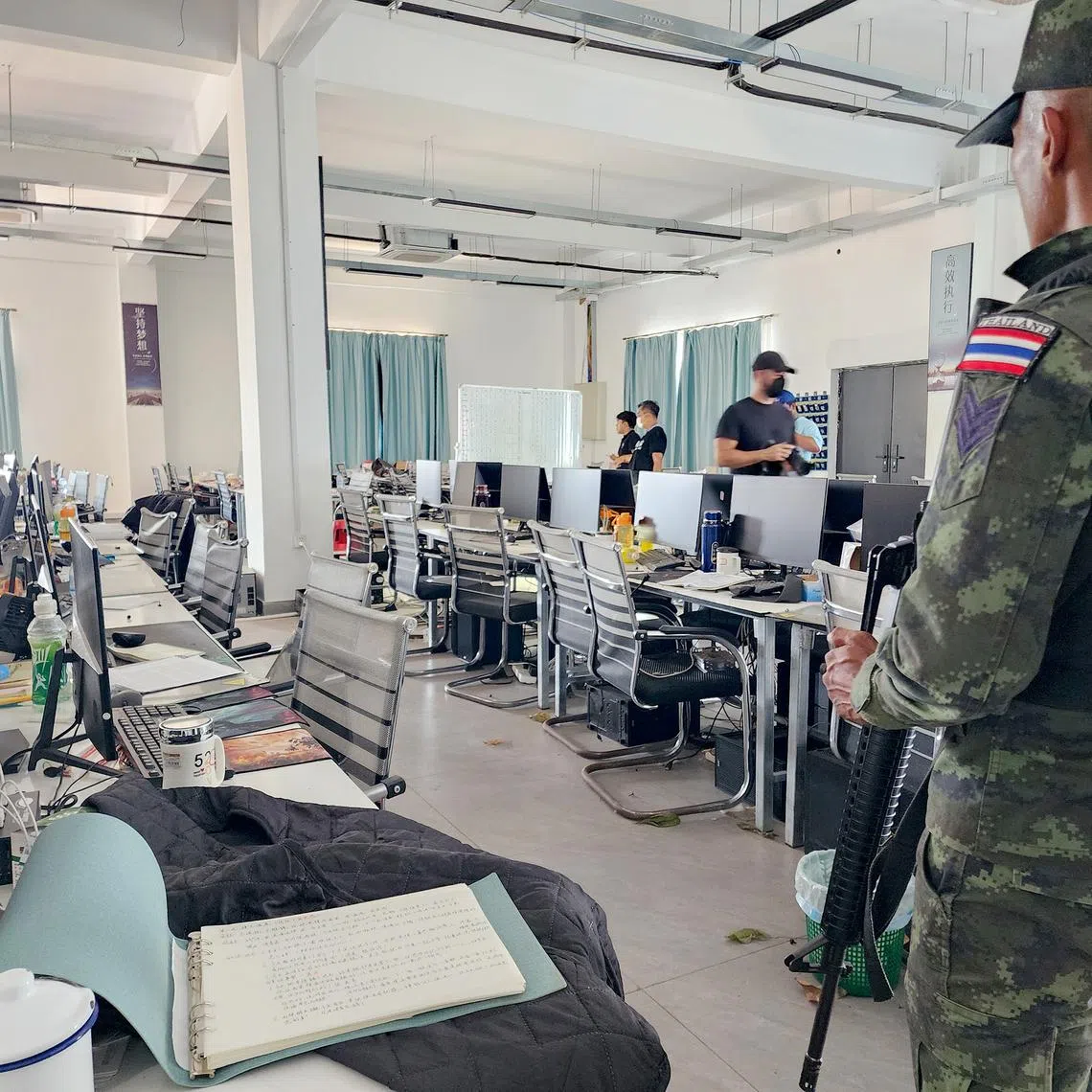 A room in a former scam compound Cambodia. Cambodia has emerged as a hub for the cyberscam industry in recent years.