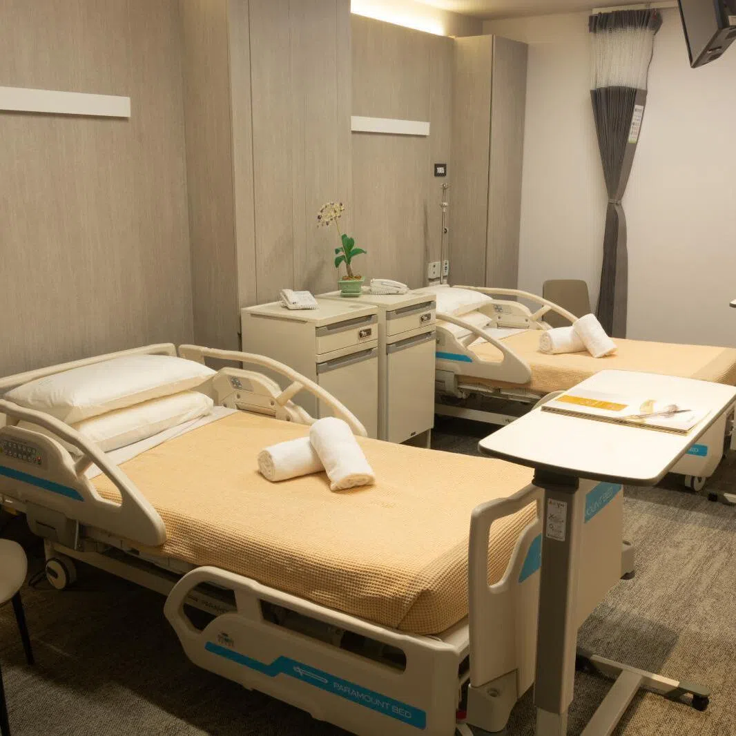 Integrated Shield Plans (IPs) cover stays in higher-class wards in restructured hospitals as well as in private hospitals, including this room at Raffles Hospital.