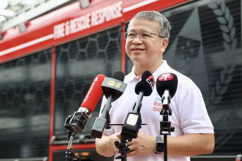 Law Minister and Second Minister for Home Affairs Edwin Tong addressing the residents at the Joo Chiat Emergency Preparedness Day 2026.