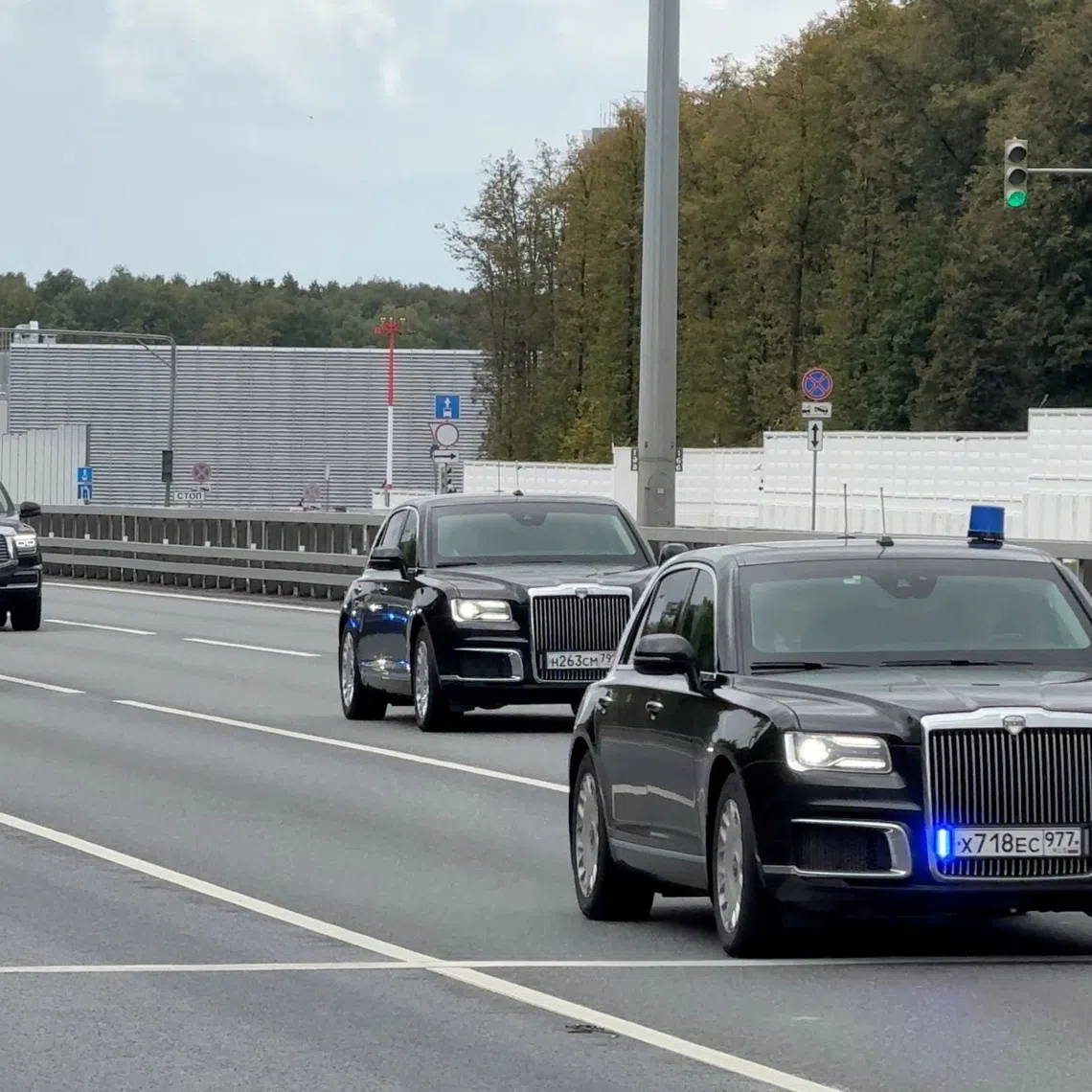A motorcade believed to be carrying US officials, including US President Donald Trump’s special envoy Steve Witkoff and son-in-law Jared Kushner, leaving Vnukovo International Airport in Moscow, Russia, on Sept 5.