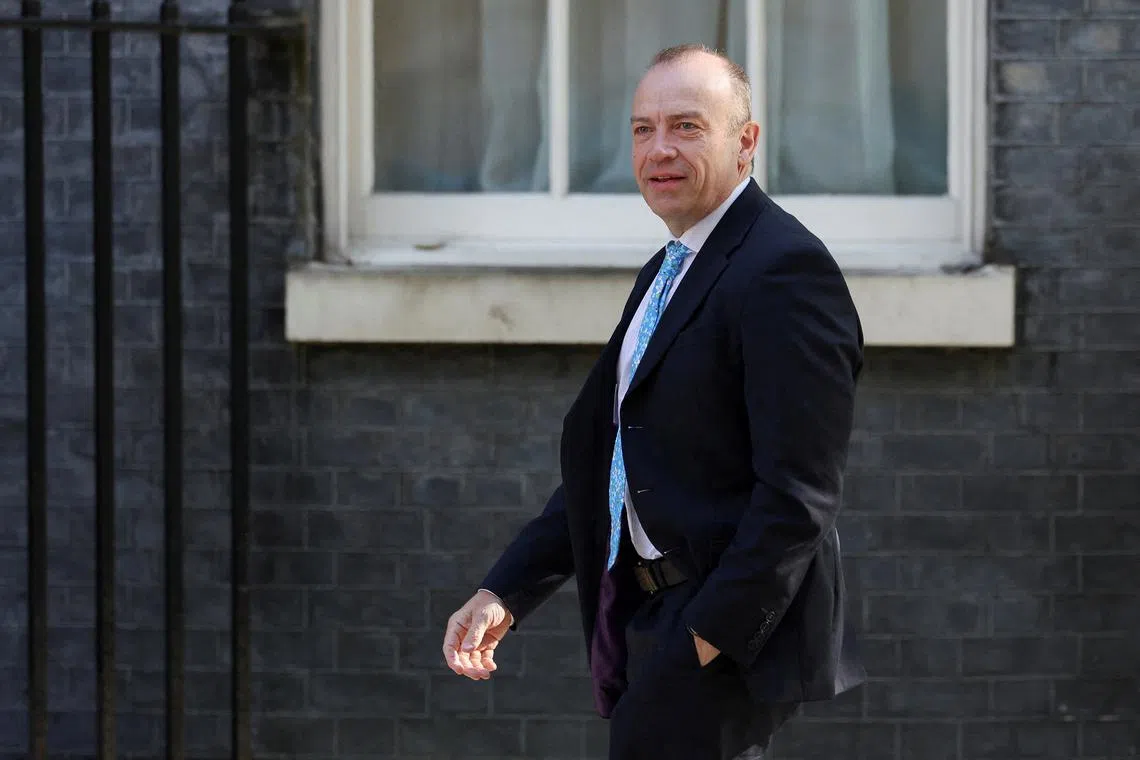 FILE PHOTO: Secretary of State for Northern Ireland Chris Heaton-Harris walks to attend the weekly cabinet meeting, the first since mayoral and local elections, at Downing Street in London, Britain, May 7, 2024. REUTERS/Isabel Infantes/File Photo