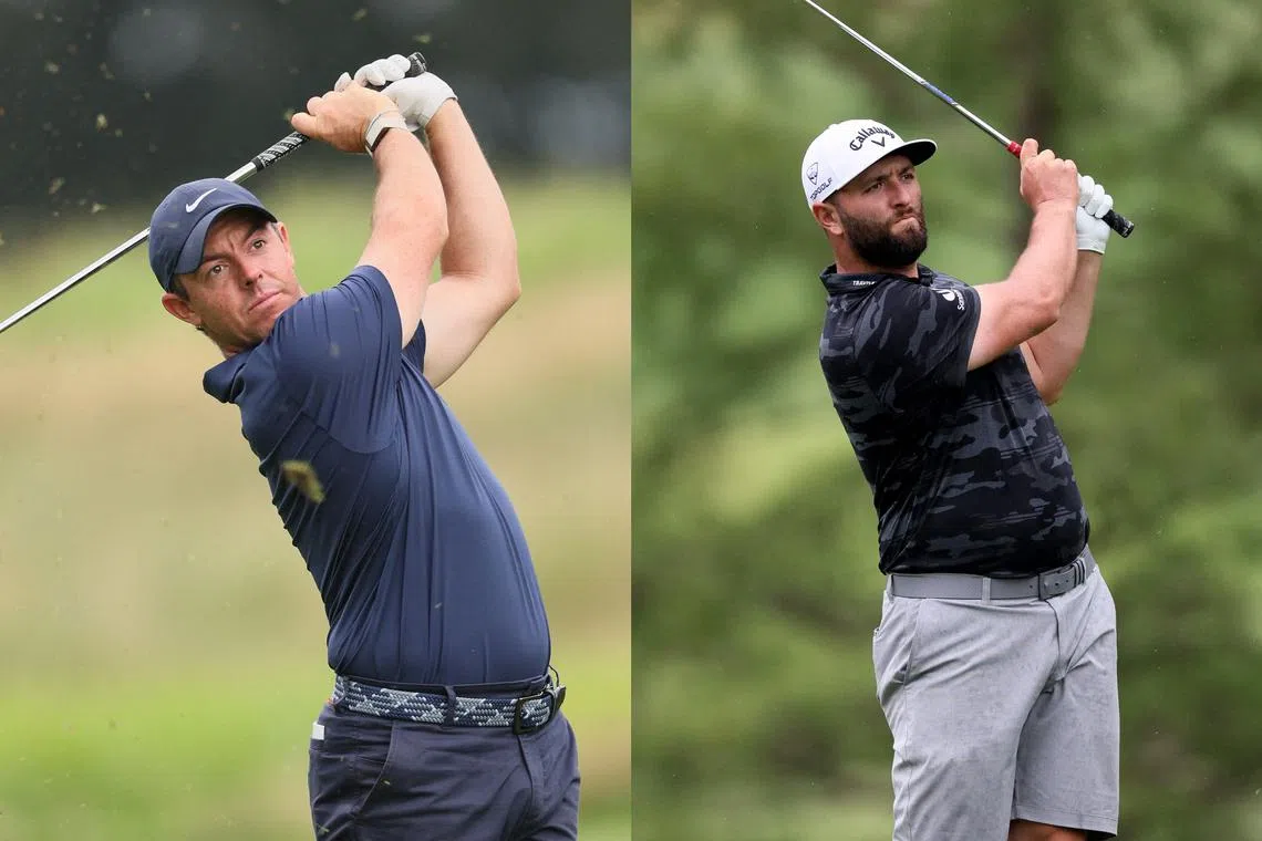 World number two Rory McIlroy (left) is currently the highest-ranked European golfer, one place above Jon Rahm.