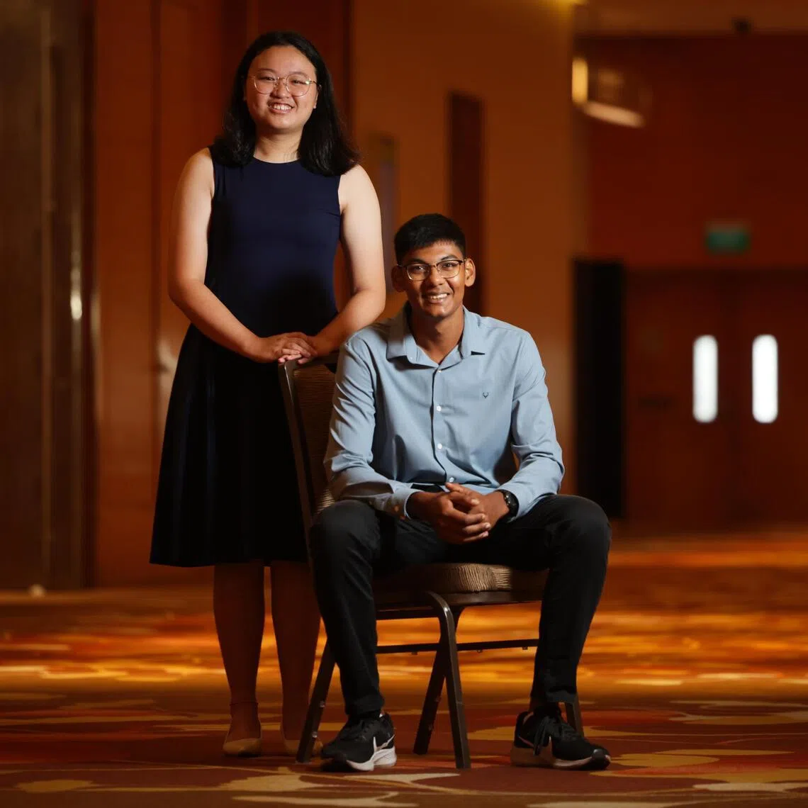 PSC scholarship recipients Amber Goh, who is heading to Shanghai Jiao Tong University, and Siva Saadhurva, who is going to King’s College London.