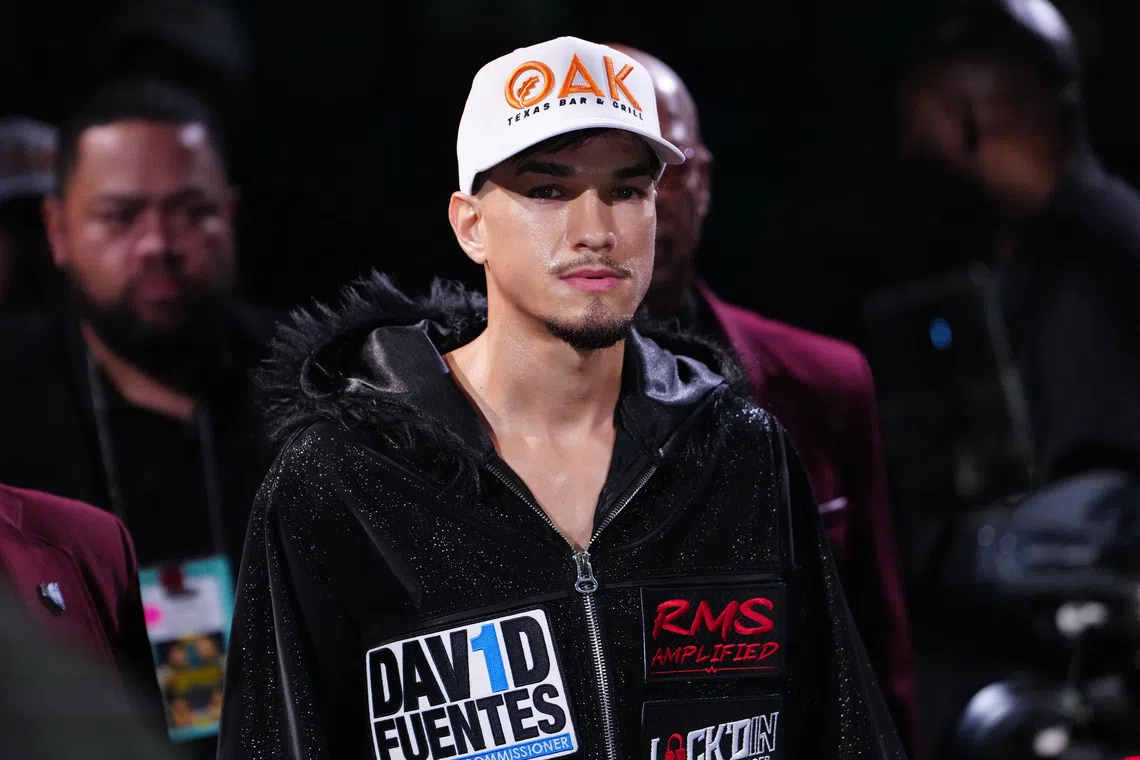 FILE PHOTO: Jul 19, 2025; Las Vegas, Nevada, USA; Brandon Figueroa walks to the ring to fight Joet Gonzalez at MGM Grand Garden Arena. Stephen R. Sylvanie-Imagn Images/ File Photo