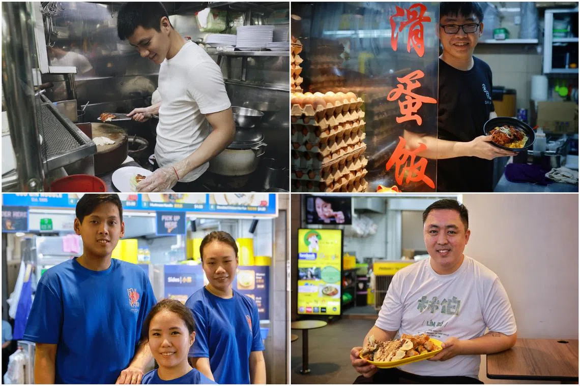 Hawkers (clockwise from top left) Lee Jiaming, Jermaine Choo De Wei, Leong Gwo Wei, Lee Xiu Er, Lee Kai Jun and Andrea Goh.
