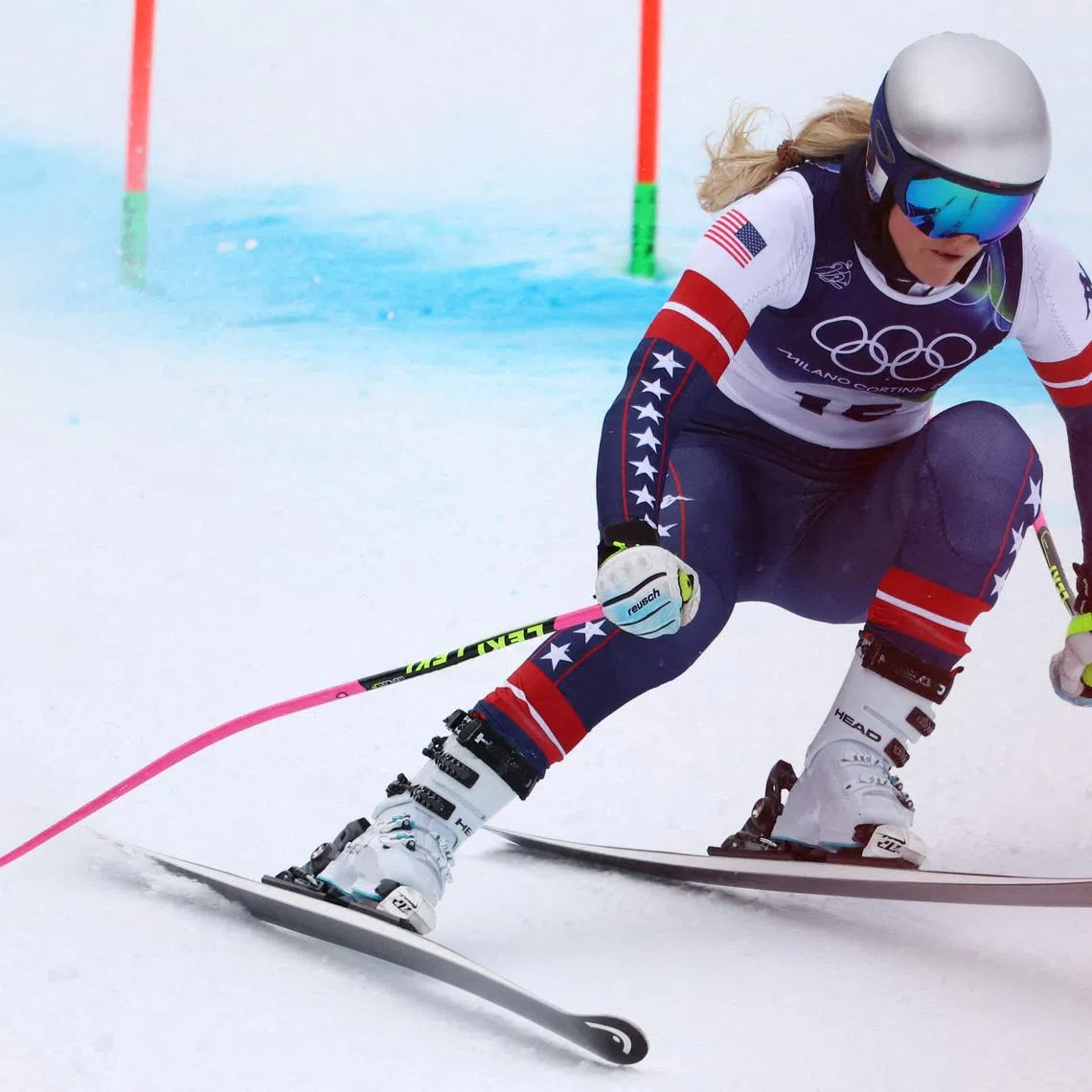 FILE PHOTO: Milano Cortina 2026 Olympics - Alpine Skiing - Women's Downhill 3rd Official Training - Tofane Alpine Skiing Centre, Belluno, Italy - February 07, 2026.  Lindsey Vonn of United States in action during training REUTERS/Lisi Niesner/File Photo