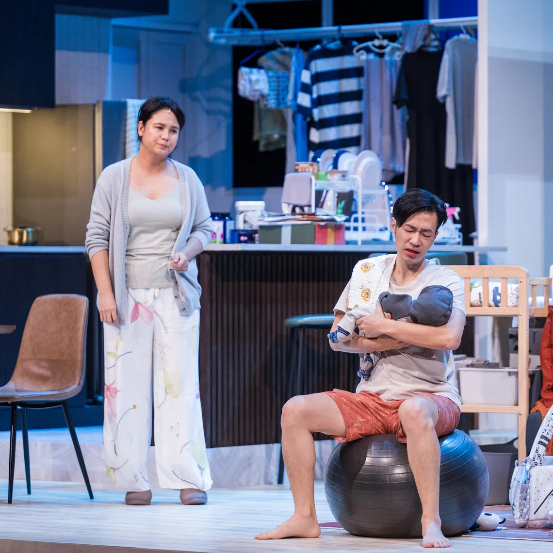 Isabella Chiam and Joshua Lim as struggling early parents in The Fourth Trimester.