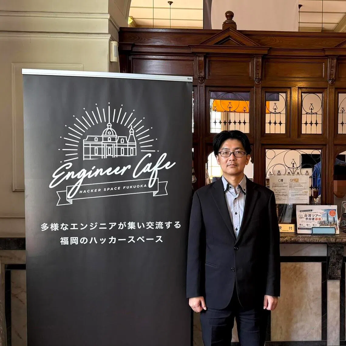 wstalent - Hiroyuki Kano, the director of new industry promotion at the Fukuoka City government, introducing the Engineer Cafe, which was born out of a campaign to make the city a place where engineers can gather, be active and grow.

Credit: Walter Sim