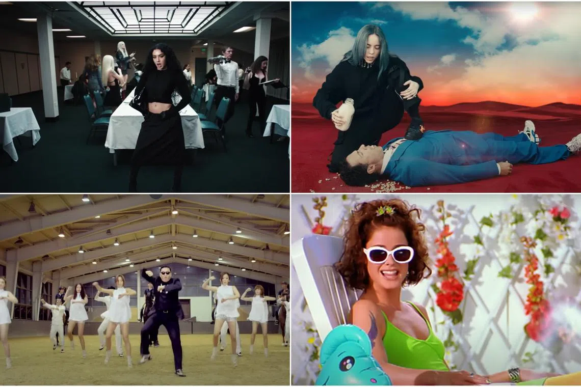 (Clockwise from top left) 360 by Charli XCX (2024), Bad Guy by Billie Eilish, Barbie Girl by Aqua and Gangnam Style by Psy are some earworms to add to your playlist.