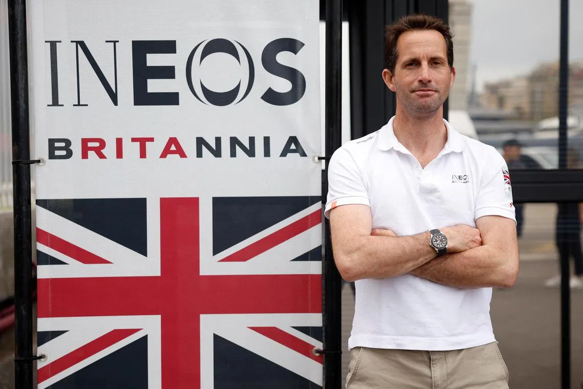 FILE PHOTO: British sailor Ben Ainslie of INEOS Britannia attends an interview ahead the 37th America's Cup Match in Barcelona, Spain October 7, 2024. REUTERS/ Albert Gea/File Photo