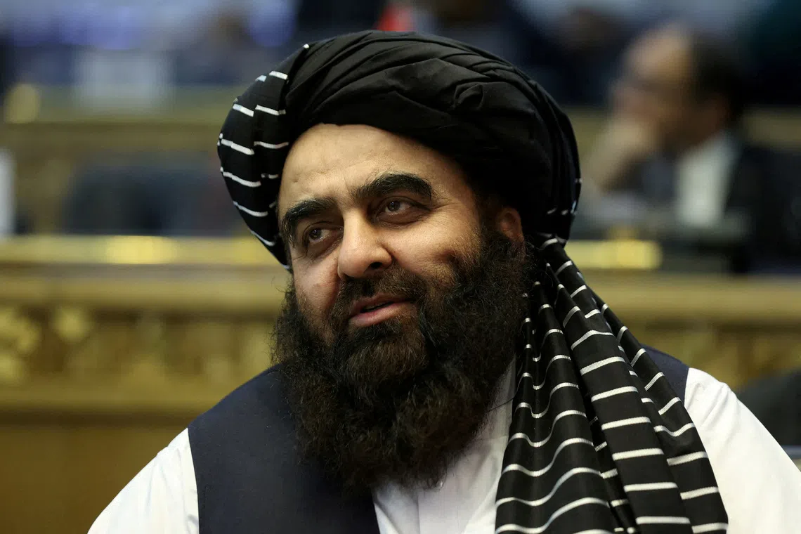 FILE PHOTO: Afghanistan's Taliban Foreign Minister Amir Khan Muttaqi attends the Tehran International Conference on Palestine in Tehran, Iran, December 23, 2023.  Majid Asgaripour/WANA (West Asia News Agency) via REUTERS/File Photo
