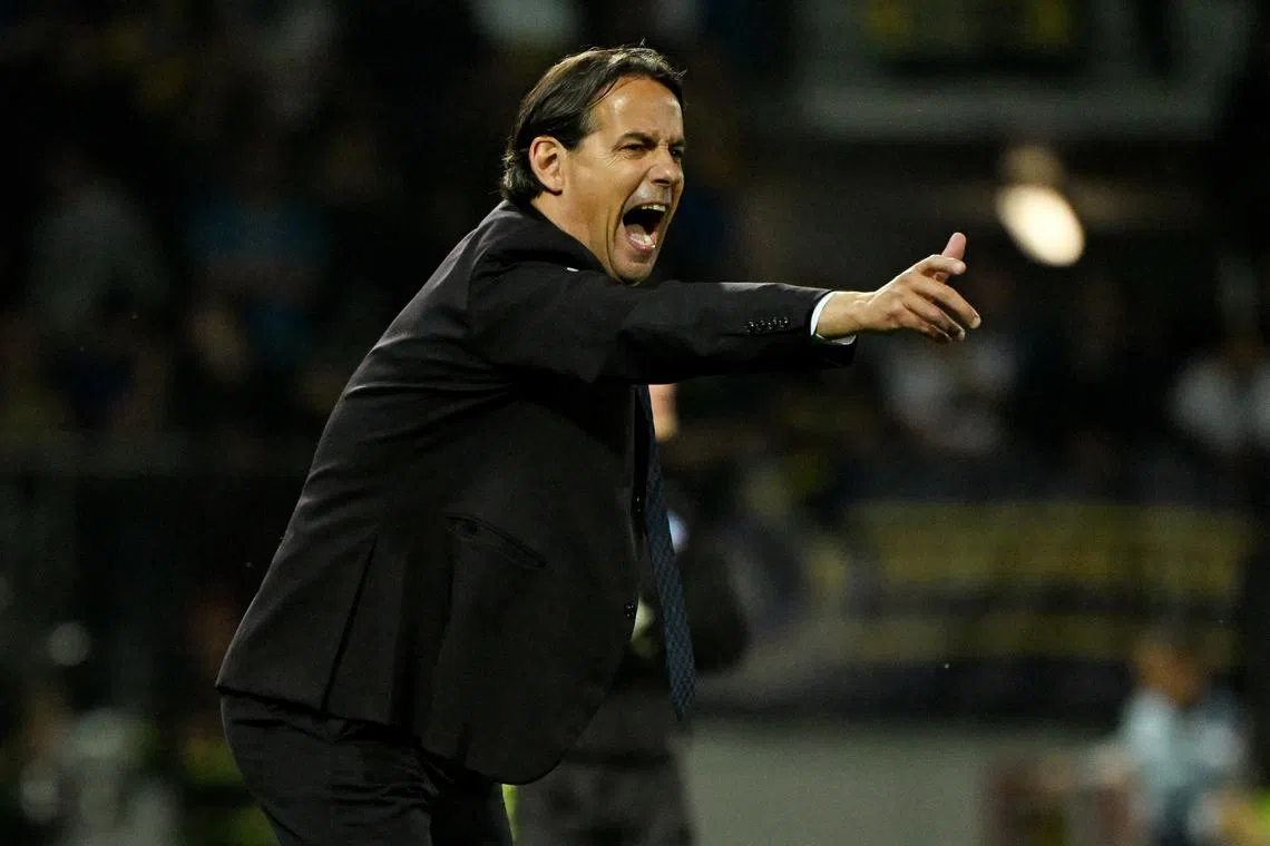 Soccer Football - Serie A - Frosinone v Inter Milan - Stadio Benito Stirpe, Frosinone, Italy - May 10, 2024 Inter Milan coach Simone Inzaghi reacts REUTERS/Alberto Lingria