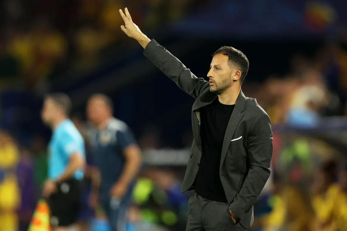 Soccer Football - Euro 2024 - Group E - Belgium v Romania - Cologne Stadium, Cologne, Germany - June 22, 2024 Belgium coach Domenico Tedesco reacts REUTERS/Thilo Schmuelgen