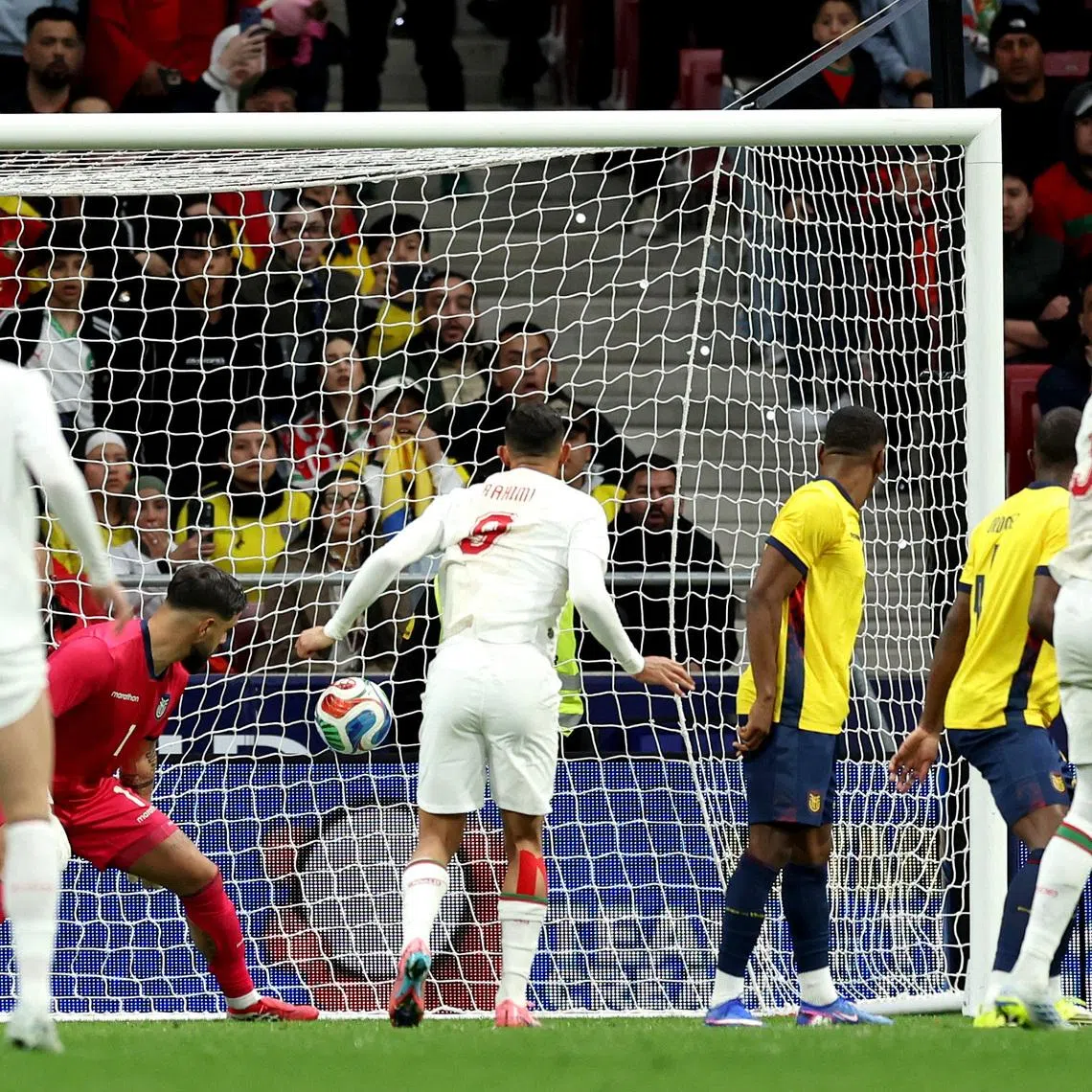 Soccer Football - International Friendly - Morocco v Ecuador - Riyadh Air Metropolitano, Madrid, Spain - March 27, 2026 Morocco's Neil El Aynaoui scores their first goal REUTERS/Violeta Santos Moura