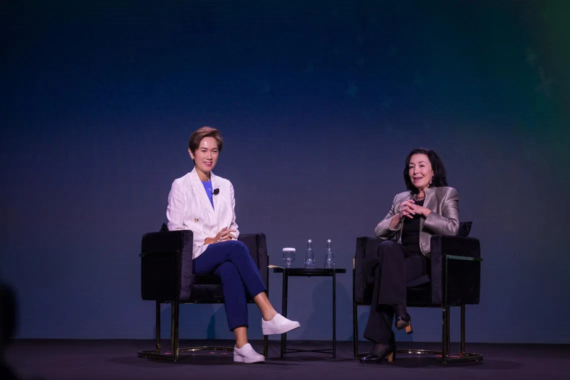 Mrs Josephine Teo, Singapore’s Minister for Communications and Information and Minister-in-charge of Smart Nation and Cybersecurity in conversation with Ms Safra Catz, Oracle CEO at Oracle CloudWorld Tour Singapore on April 16. 