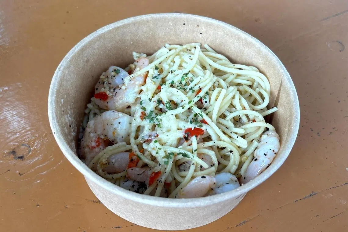 Prawn Aglio Olio from The Pasta Lab.