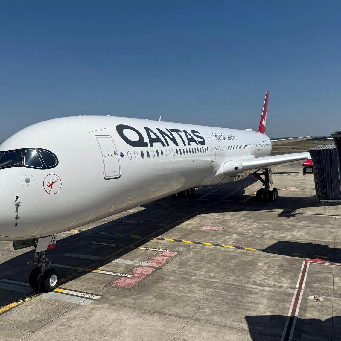 Australia’s Qantas presents the first of 12 modified Airbus A350-1000ULR jets to be used for record-breaking non-stop flights, with Sydney-London designated as the first route.