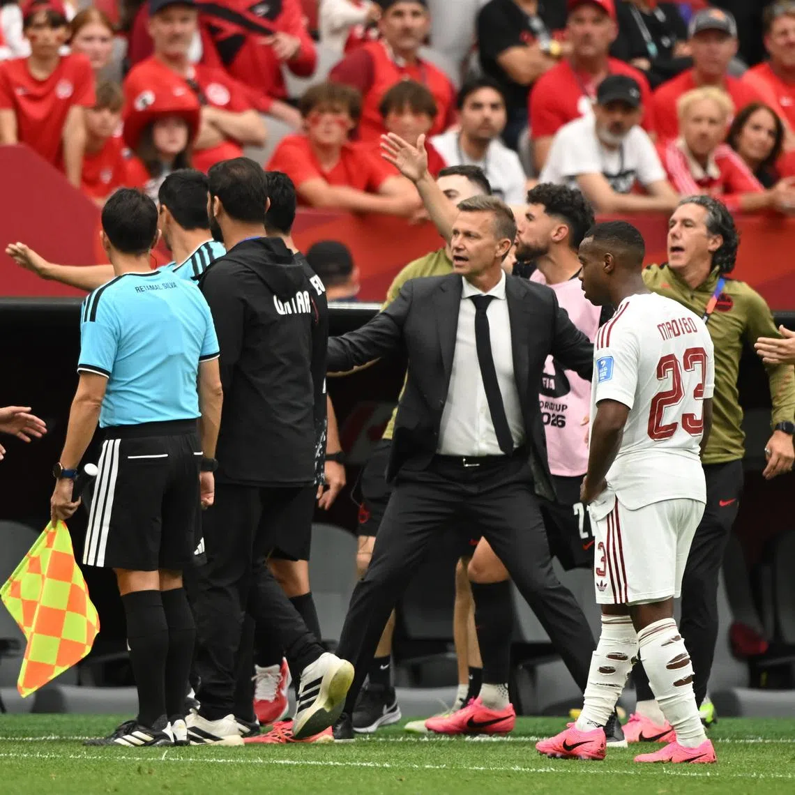 Jun 18, 2026; Vancouver, British Columbia, USA; Reactions to Canada midfielder Ismael Kone (8) after sustaining an injury during the second half against Qatar during a Group B match in the 2026 FIFA World Cup at BC Place Vancouver. Mandatory Credit: Anne-Marie Sorvin-Imagn Images