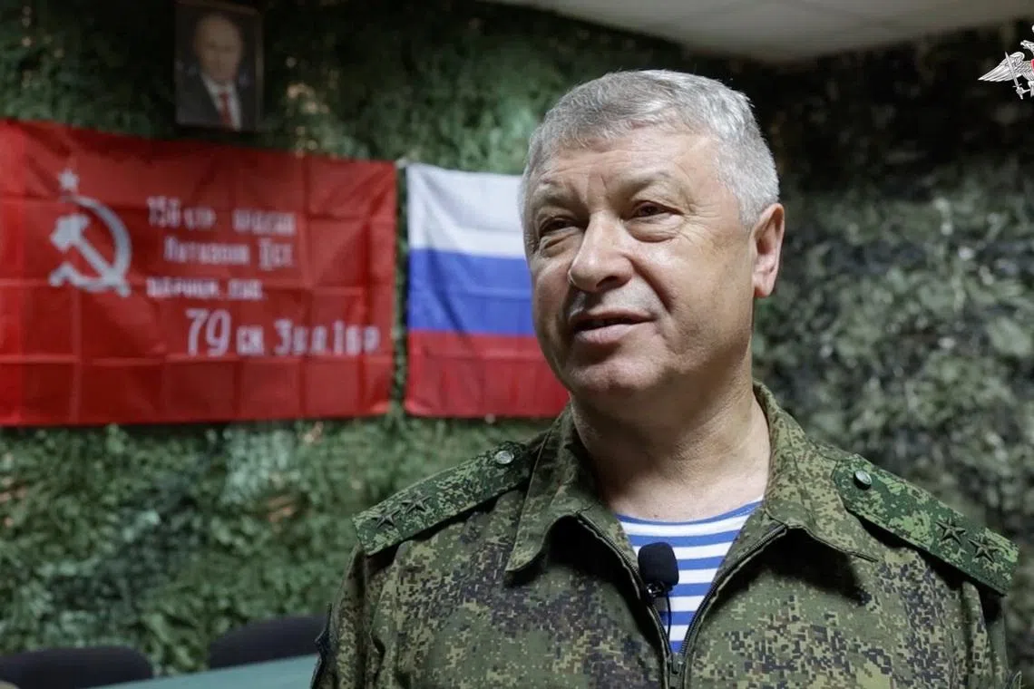 FILE PHOTO: Russian Lieutenant General Vladimir Alexeyev speaks after the ceremony of signing contracts between the Russian Defence Ministry and commanders of volunteer units participating in the Russia-Ukraine military conflict, at an unknown location, in this still image from video released on June 14, 2023. Russian Defence Ministry/Handout via REUTERS/File Photo