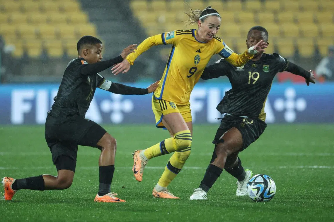 Sweden midfielder Kosovare Asllani runs with the ball against South Africa in their Women's World Cup opener.
