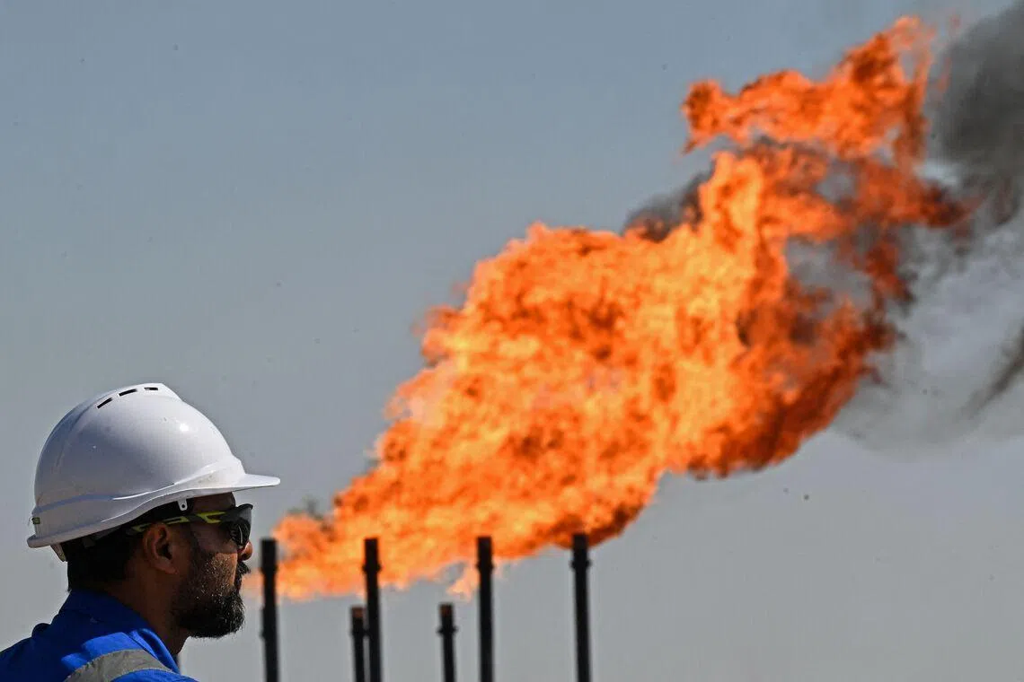 An employee of Basra Oil Company inspecting the Nahr Bin Umar Oil and Gas Field on the outskirts of the southern Iraqi city of Basra on April 29.