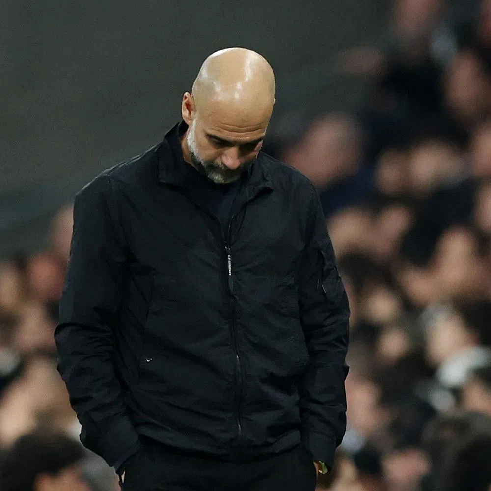 Soccer Football - UEFA Champions League - Round of 16 - First Leg - Real Madrid v Manchester City - Santiago Bernabeu, Madrid, Spain - March 11, 2026 Manchester City manager Pep Guardiola reacts REUTERS/Violeta Santos Moura