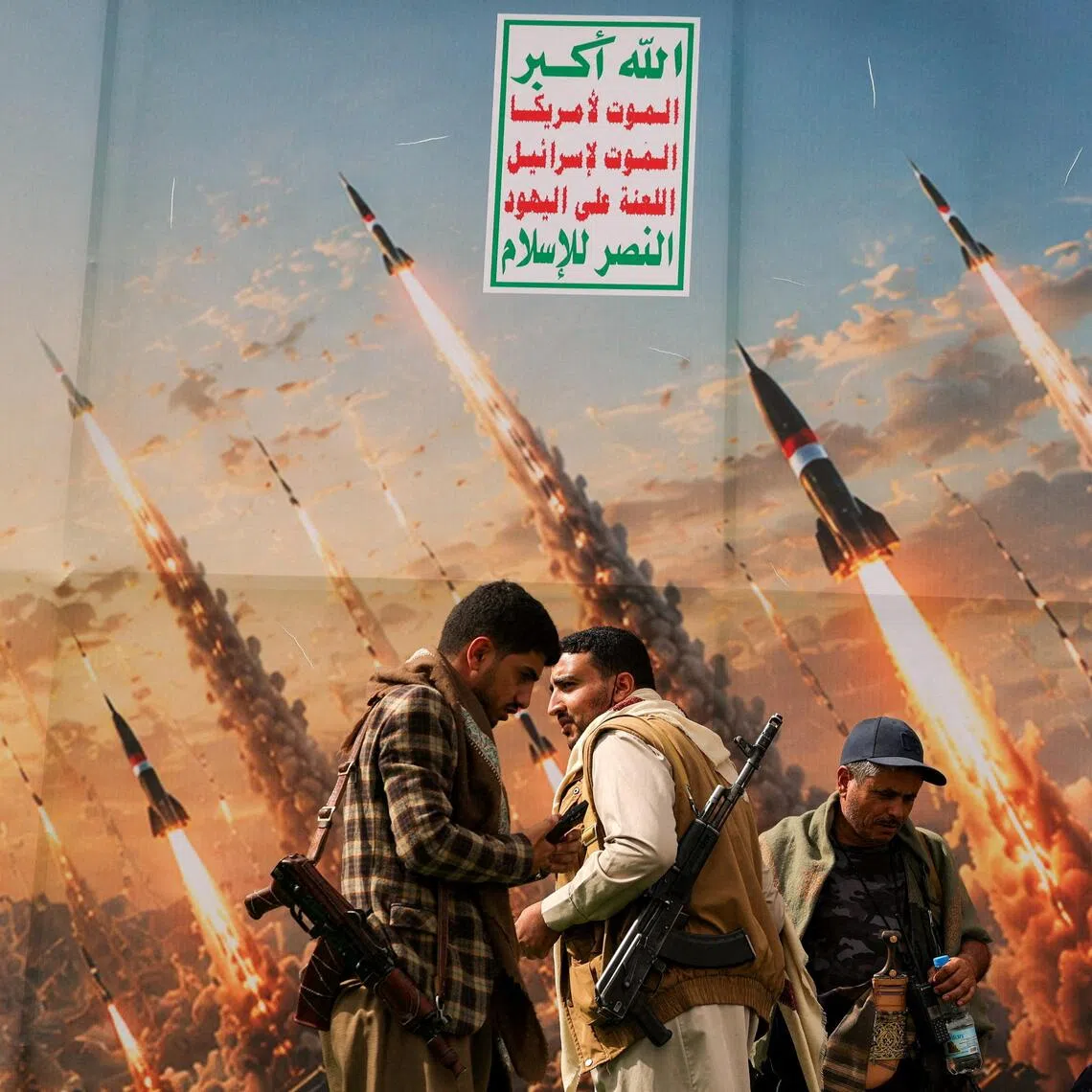Houthi activists taking part in an anti-Saudi rally in Sanaa, Yemen, in July 2026.