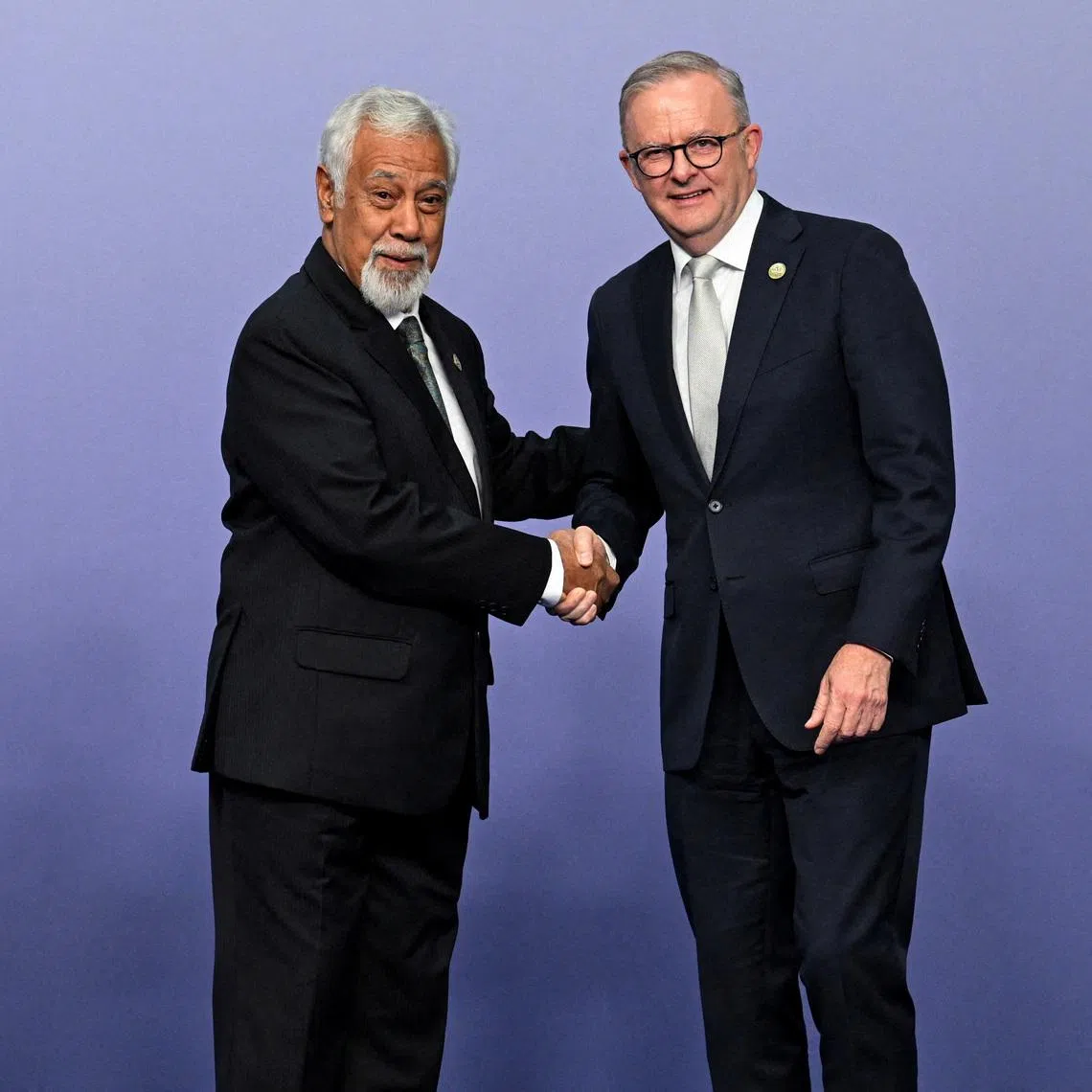 FILE PHOTO: Australia's Prime Minister Anthony Albanese greets the Prime Minister of Timor-Leste Xanana Gusmao at the ASEAN-Australia Special Summit, in Melbourne, Australia, March 5, 2024. REUTERS/Jaimi Joy/File Photo