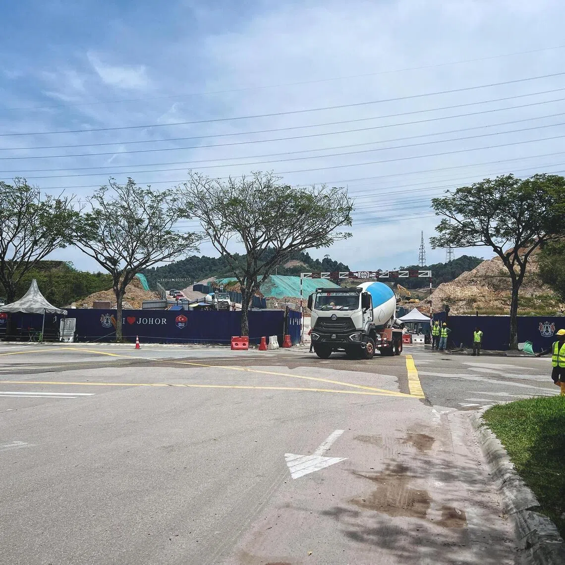 A cement truck exiting the Zdata and NTT data centre construction site near Taman Nusa Bayu, Iskandar Puteri on Feb 23.