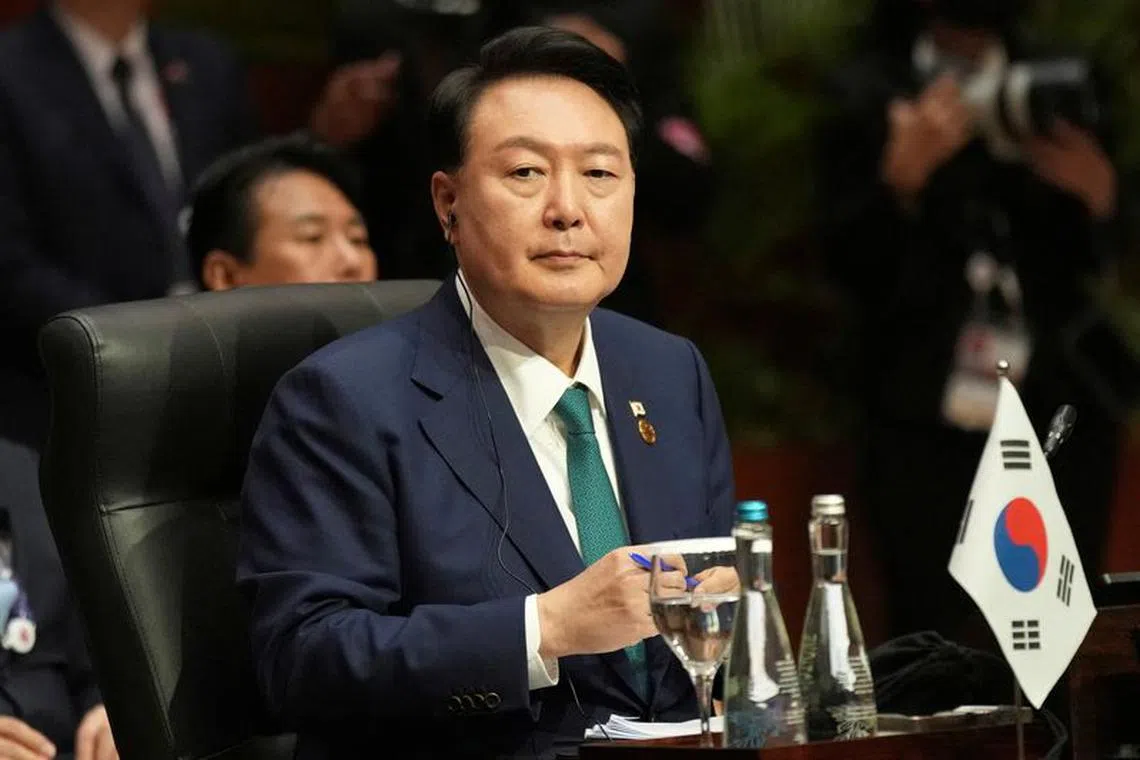 FILE PHOTO: South Korean President Yoon Suk-yeol attends the ASEAN-South Korea Summit at the Association of the Southeast Asian Nations (ASEAN) Summit in Jakarta, Indonesia, September 6, 2023. Tatan Syuflana/Pool via REUTERS/File Photo