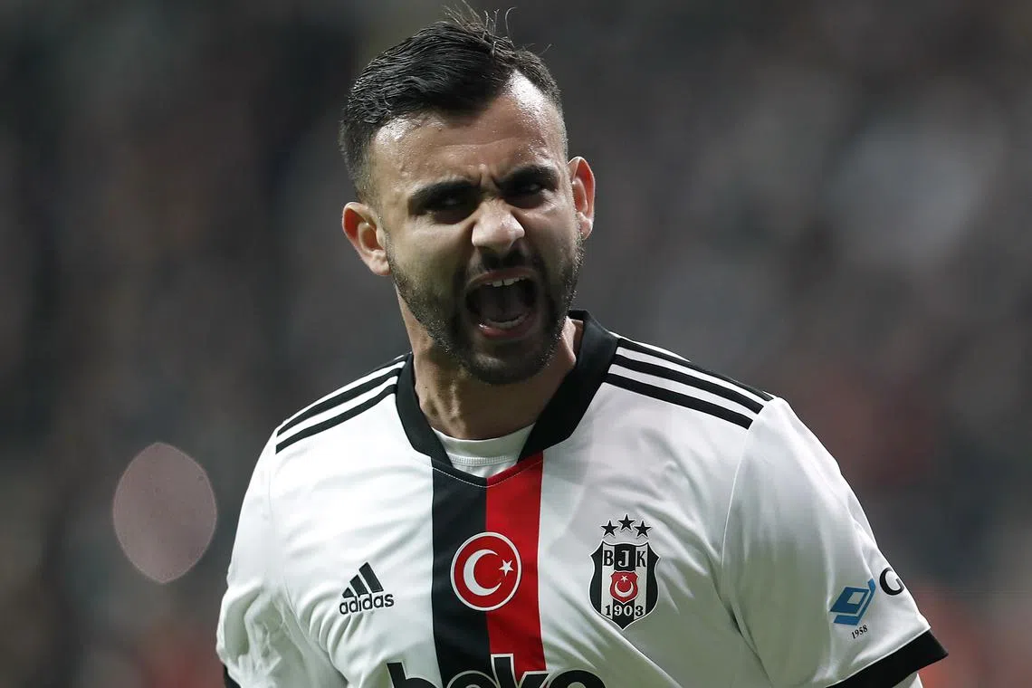 FILE PHOTO: Soccer Football - Champions League - Group C - Besiktas v Ajax Amsterdam - Vodafone Park, Istanbul, Turkey - November 24, 2021 Besiktas' Rachid Ghezzal celebrates scoring their first goal REUTERS/Murad Sezer/File Photo