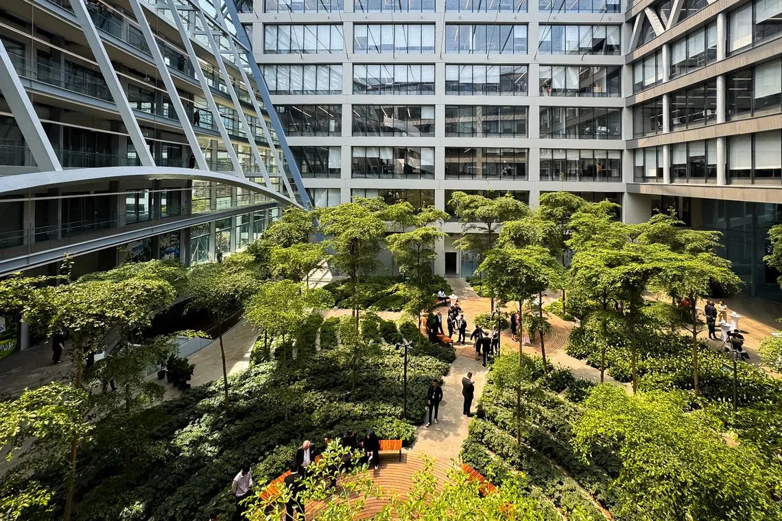 The design of Surbana Jurong’s “campus in nature” also preserves more than half of the site’s initial green space.
