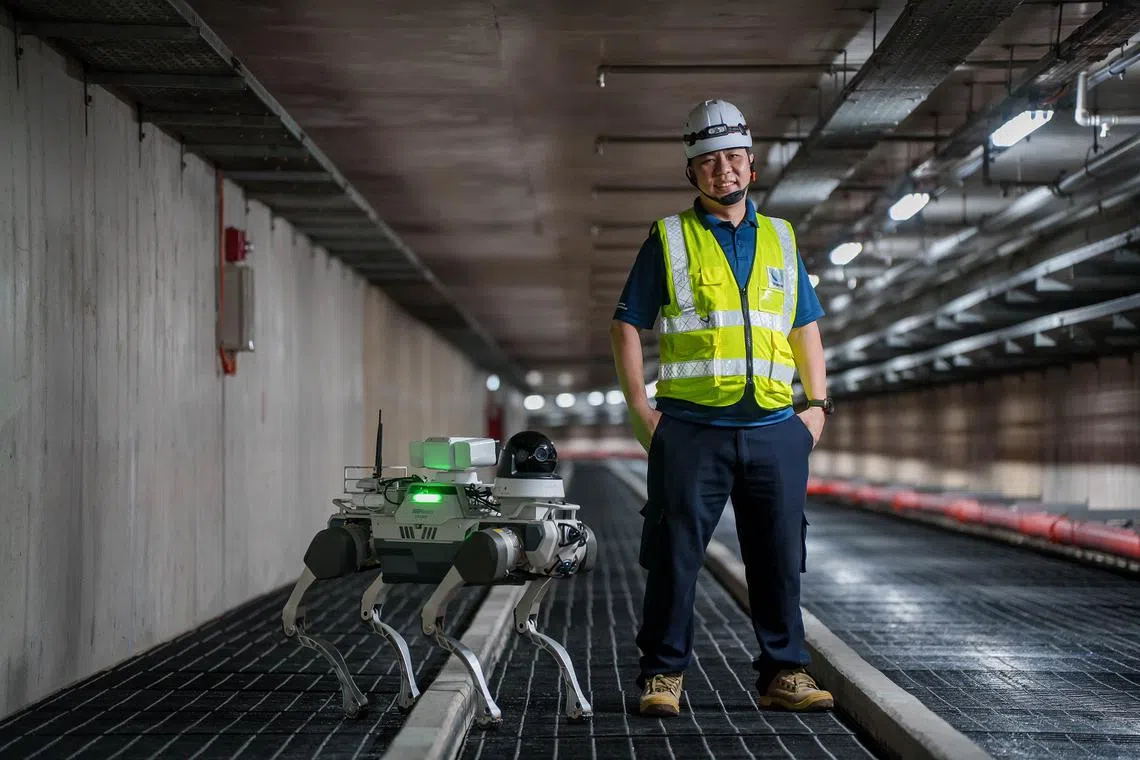 Deric Tang, technical officer at SP Group, trained robotic dog SPock to perform independent tunnel inspections, paving the way for safer, more efficient maintenance operations.