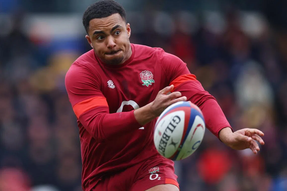 FILE PHOTO: Rugby Union - Six Nations Championship - England Training - York Community Stadium, York, Britain - March 1, 2024 England's Max Ojomoh during training Action Images via Reuters/Lee Smith/File Photo