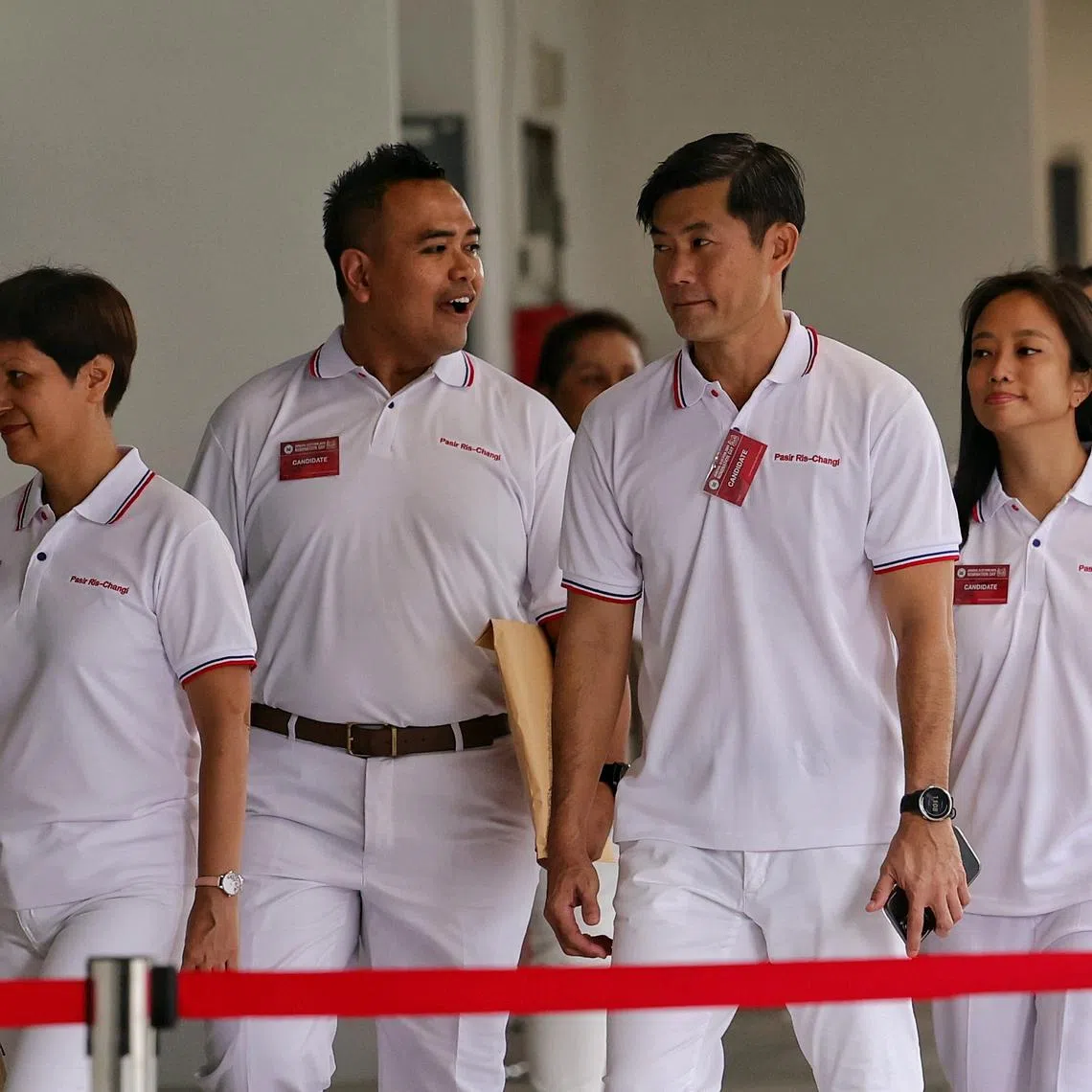 (From left) Minister in the Prime Minister’s Office Indranee Rajah, Mr Sharael Taha, Senior Minister of State in the Prime Minister’s Office Desmond Tan and Ms Valerie Lee on April 23.