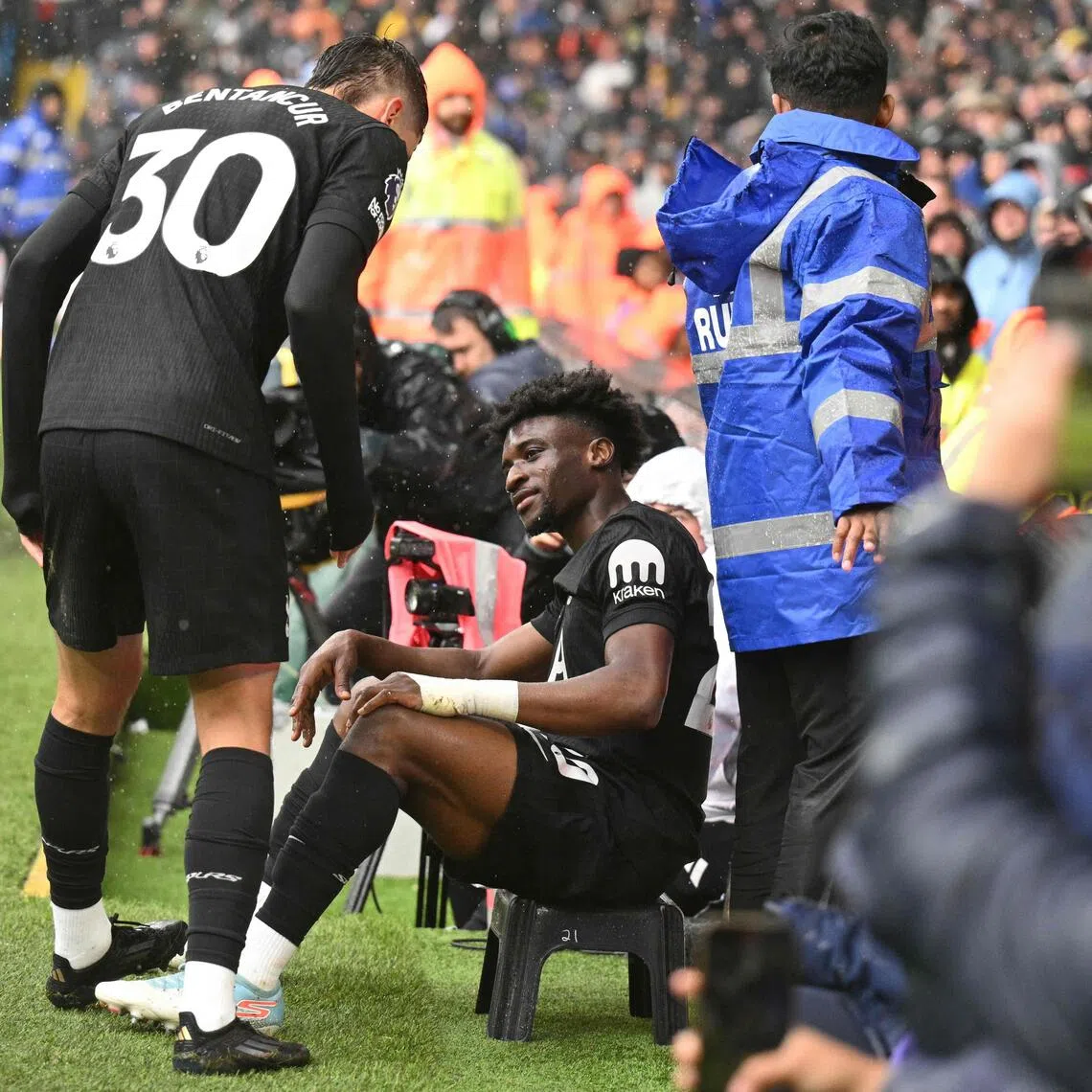 Tottenham Hotspur's Ghanian striker Mohammed Kudus during a Premier League match against Leeds United.