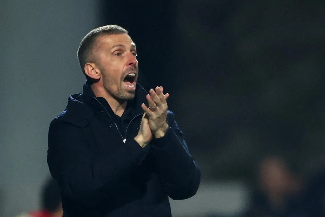 Soccer Football - UEFA Conference League - Round of 16 - First Leg - Rijeka v RC Strasbourg - Stadion HNK Rijeka, Rijeka, Croatia - March 12, 2026 RC Strasbourg coach Gary O'Neil reacts REUTERS/Antonio Bronic
