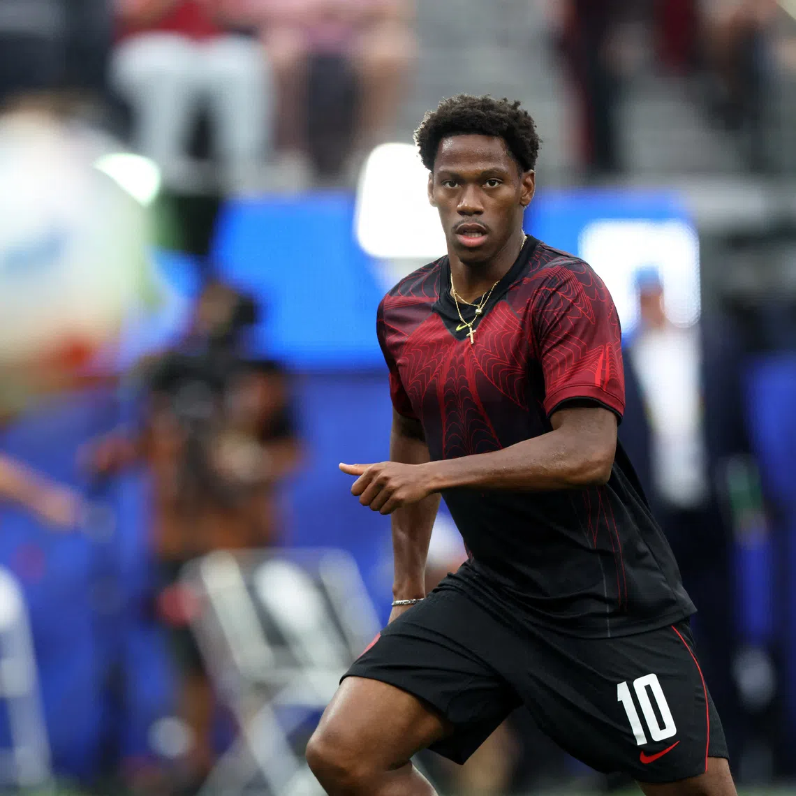 Soccer Football - FIFA World Cup 2026 - Round of 32 - South Africa v Canada - Los Angeles Stadium, Inglewood, California, U.S. - June 28, 2026 Canada's Jonathan David during the warm up before the match IMAGN IMAGES via Reuters/Kiyoshi Mio