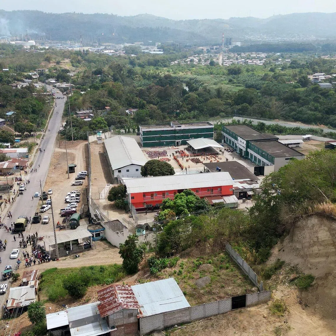 This aerial view shows a prison in Esmeraldas, Ecuador on Sept 25.