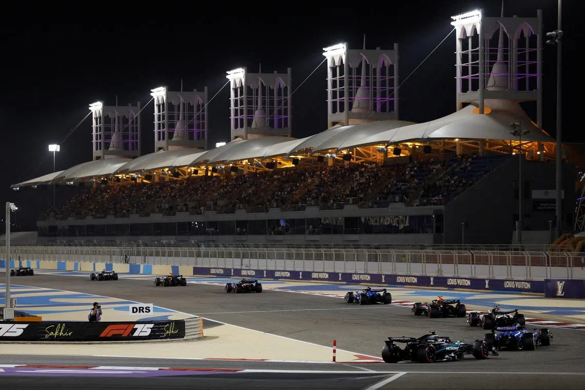 FILE PHOTO: Formula One F1 - Bahrain Grand Prix - Bahrain International Circuit, Sakhir, Bahrain - April 13, 2025 General view of the race during a safety car REUTERS/Hamad I Mohammed/File Photo