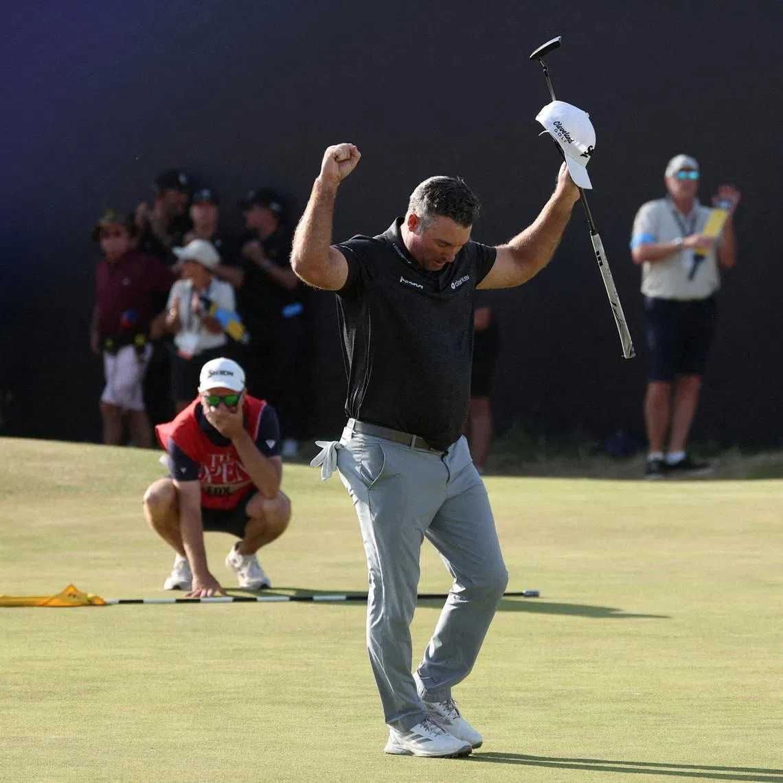 FILE PHOTO: Golf - The 154th Open Championship - Royal Birkdale Golf Club, Southport, Britain - July 19, 2026 New Zealand's Ryan Fox celebrates after he holes his putt on the 18th green to win The 154th Open REUTERS/Andrew Boyers/File Photo
