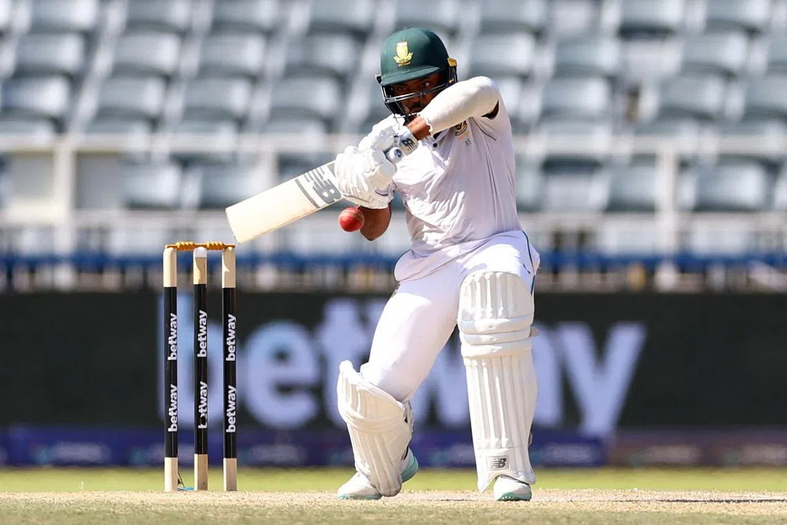 FILE PHOTO: Cricket - Second Test - South Africa v West Indies - Wanderers Stadium, Johannesburg, South Africa - March 10, 2023 South Africa's Temba Bavuma in action REUTERS/Siphiwe Sibeko/File Photo