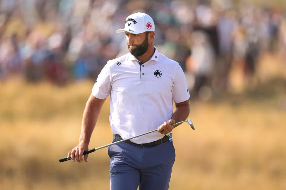 Jul 17, 2026; Southport, ENG; Jon Rahm surveys the ninth green during the second round of The Open Championship golf tournament at Royal Birkdale. Mandatory Credit: Bill Streicher-Imagn Images