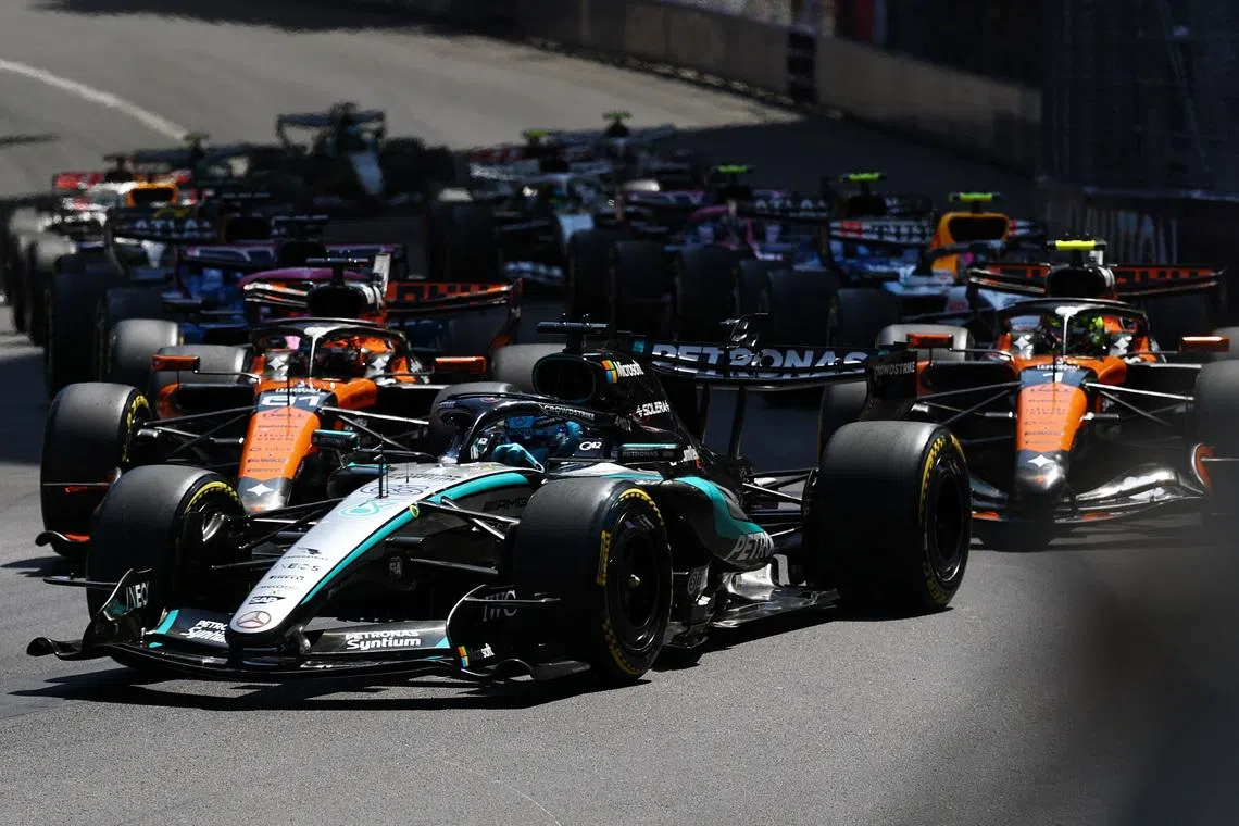Formula One F1 - Monaco Grand Prix - Circuit de Monaco, Monaco - June 7, 2026 Mercedes' George Russell in action during the race REUTERS/Manon Cruz