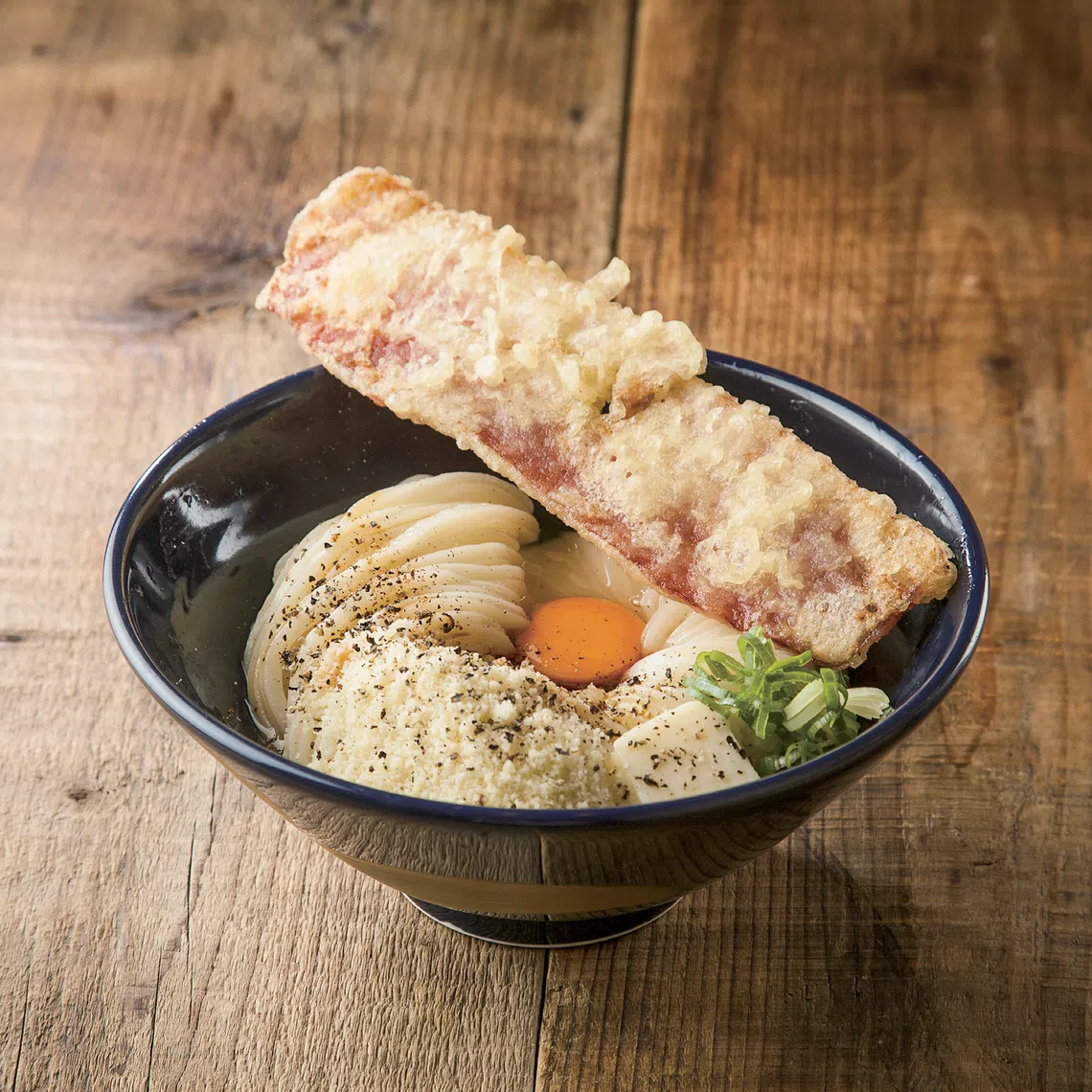 Udon Shin's carbonara-style udon. 