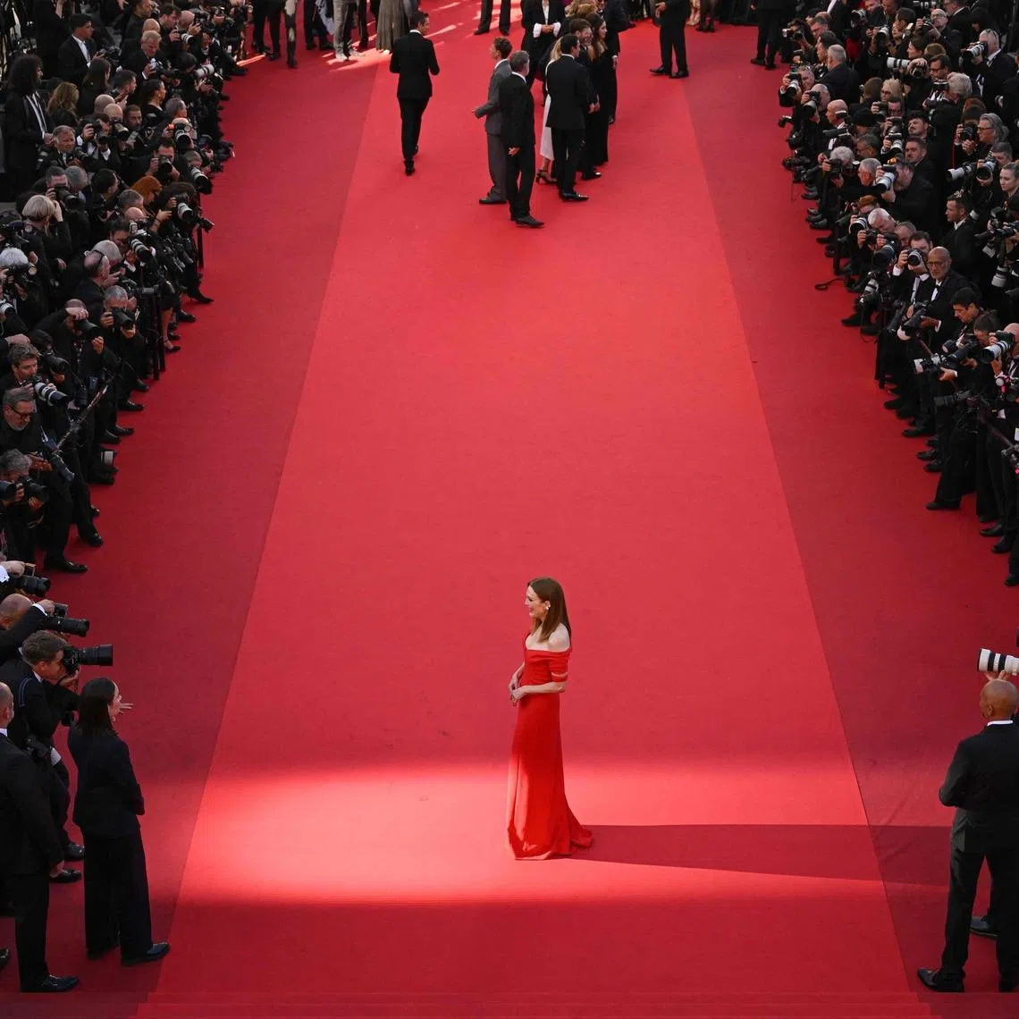 US actress Julianne Moore arriving for the screening of the film "Garance" (Another Day) at the 79th edition of the Cannes Film Festival in Cannes, southern France on May 17, 2026. 