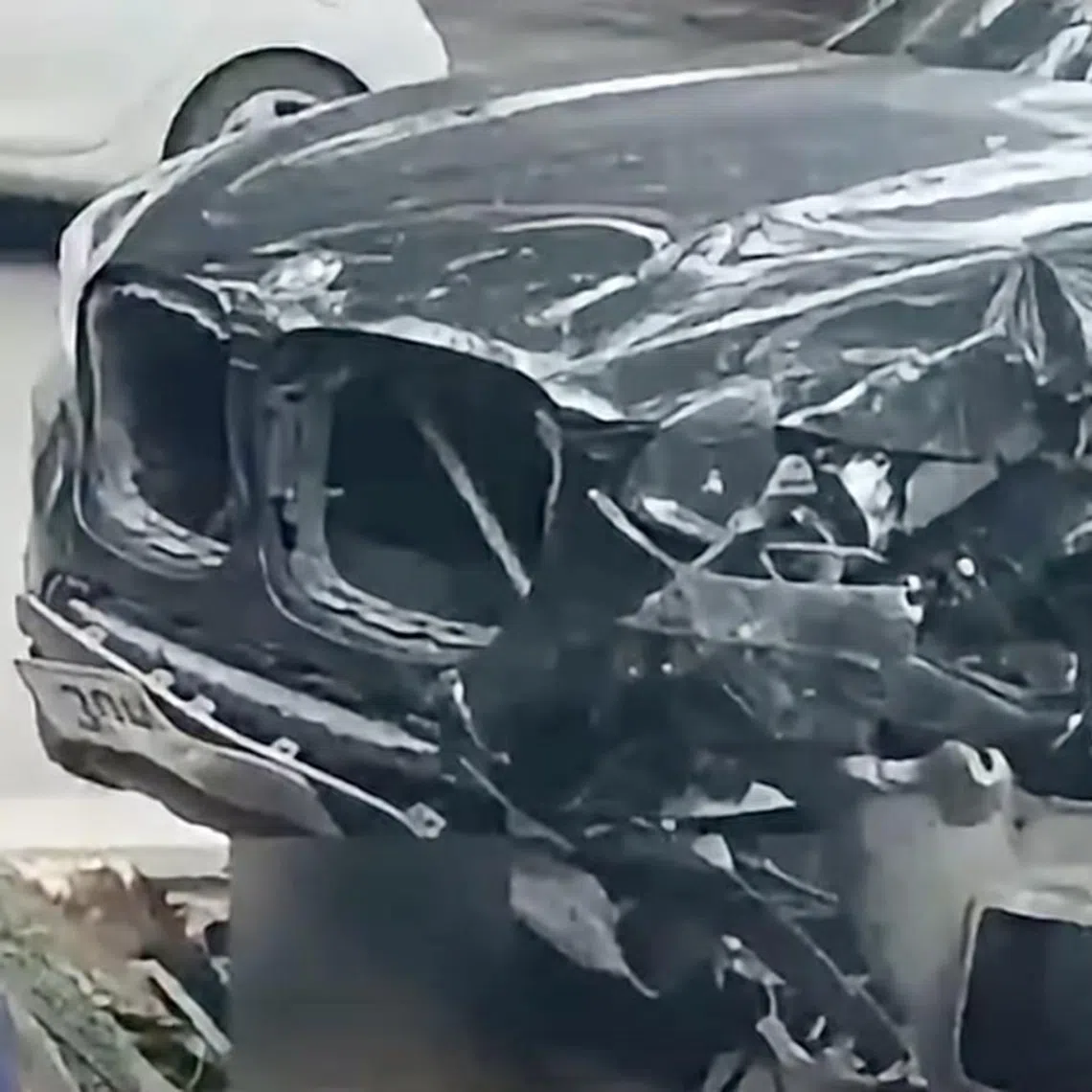 Screenshot from VTV’s report that showed the state of the BMW involved in a fatal car crash.