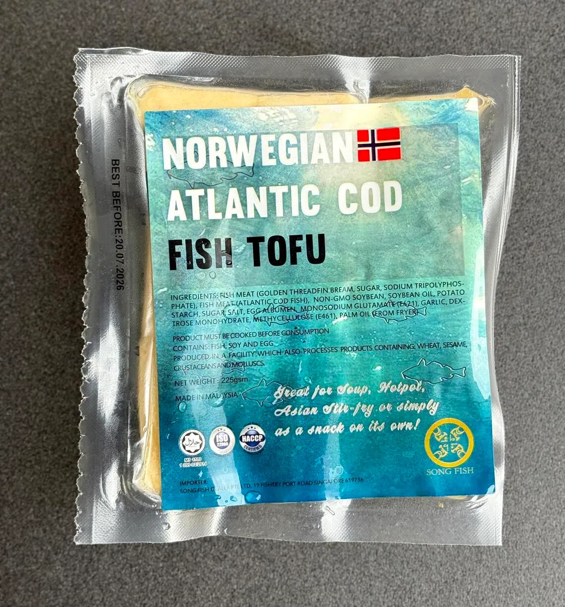 Tofu de bacalhau do Atlântico norueguês do Song Fish's The Seafood Marketplace.